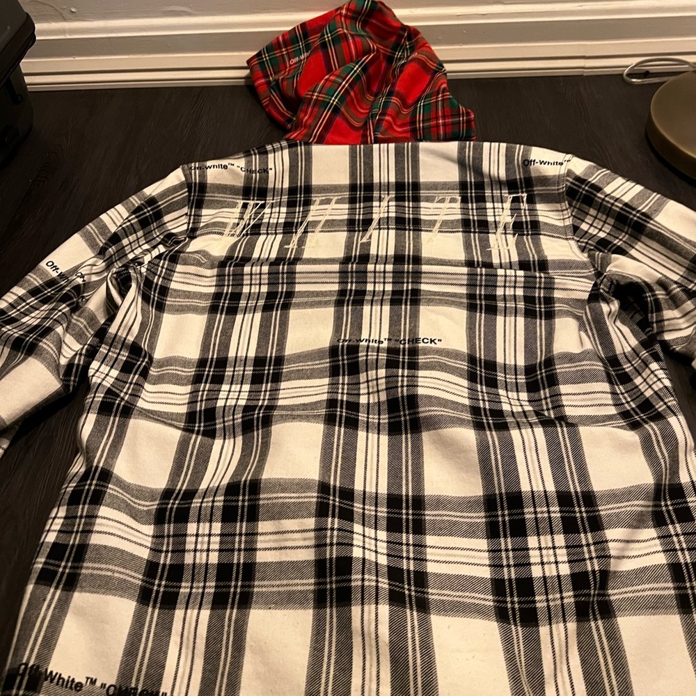 Authentic Off-white Hooded Flannel Check Jacket